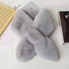 Rex Rabbit Whole Fur Plush Scarf for Men Thickening Cross Scarf