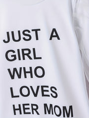 Girls' Letter Print Mesh Long Sleeve Dress - Party Holiday Outing