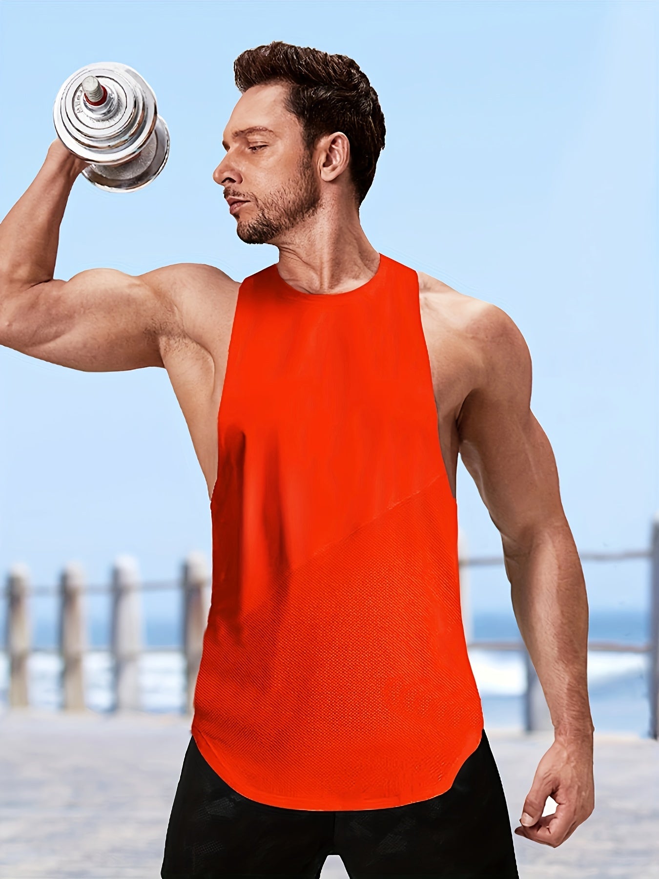 Men's Solid Tank Top for Summer Gym Workout