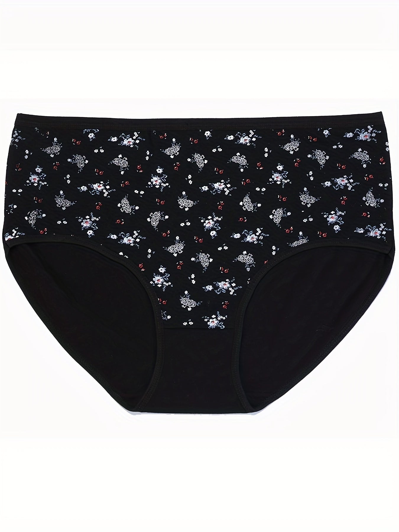 4 Pack Women's Plus Size Soft Ditsy Floral Print Everyday Panties Set
