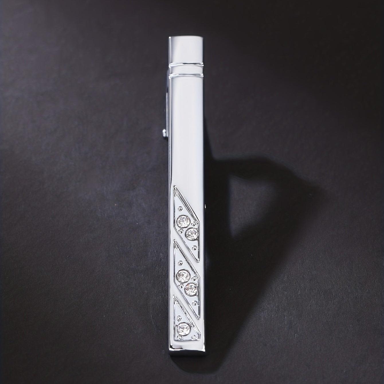 1pc Five Artificial Diamonds Tie Clip