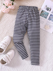 Girls Stylish Stretch Leggings with Cow Leopard Houndstooth Print