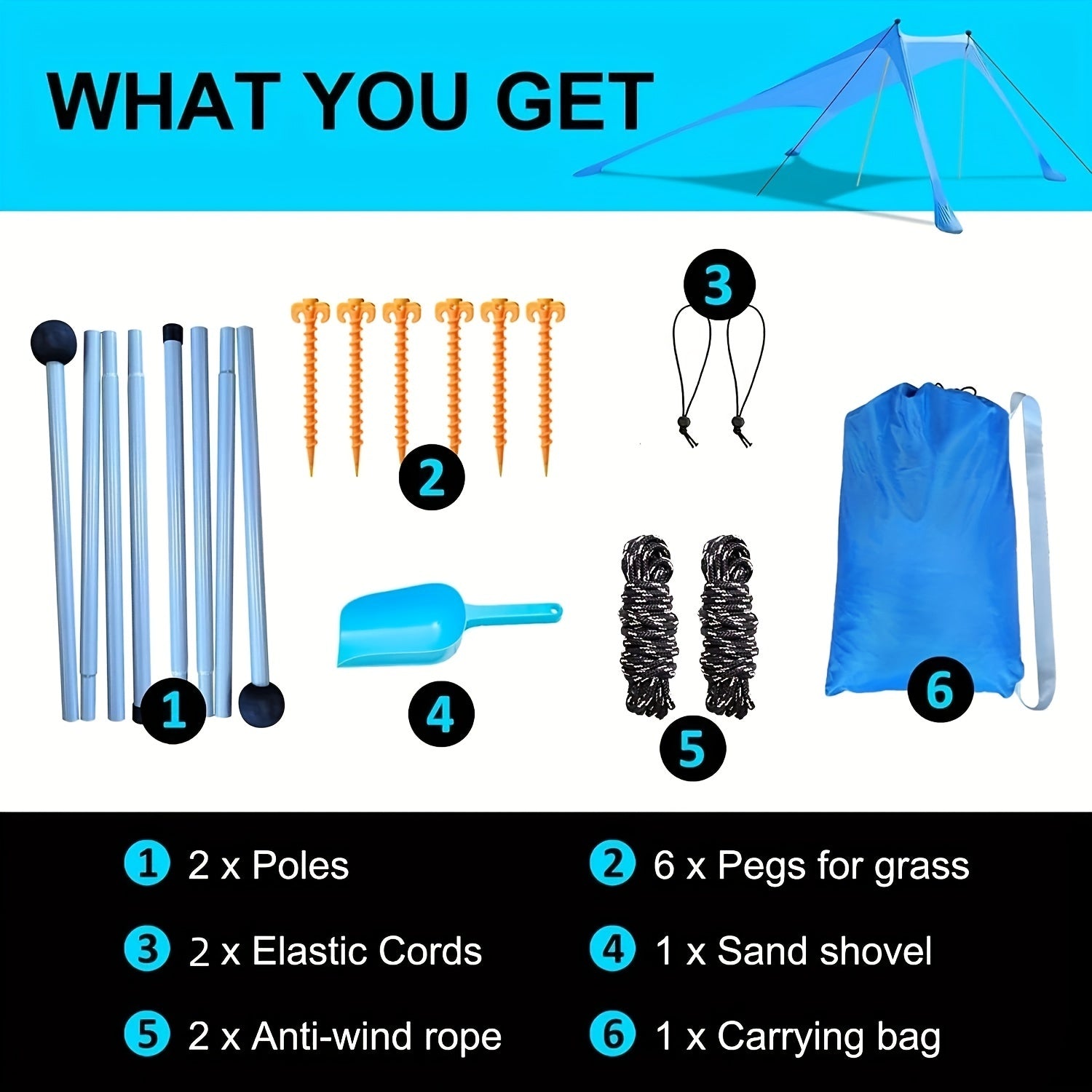 Beach Sun Shade Canopy Tent UPF 50 UV Protection Tent Sun Shelter