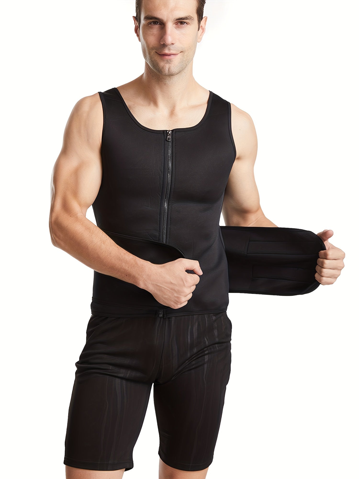Men's Sauna Vest Compression Back Support Workout Gym Waist