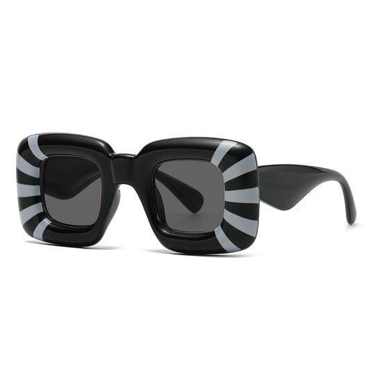 Striped Square Sunglasses UV400 for Beach Party Club