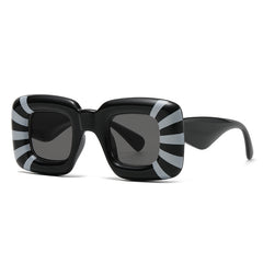 Striped Square Sunglasses UV400 for Beach Party Club