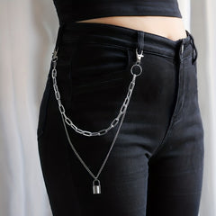 Lock Pendant Pants Chain Two Layers Metal Chain Men's Waist Chain