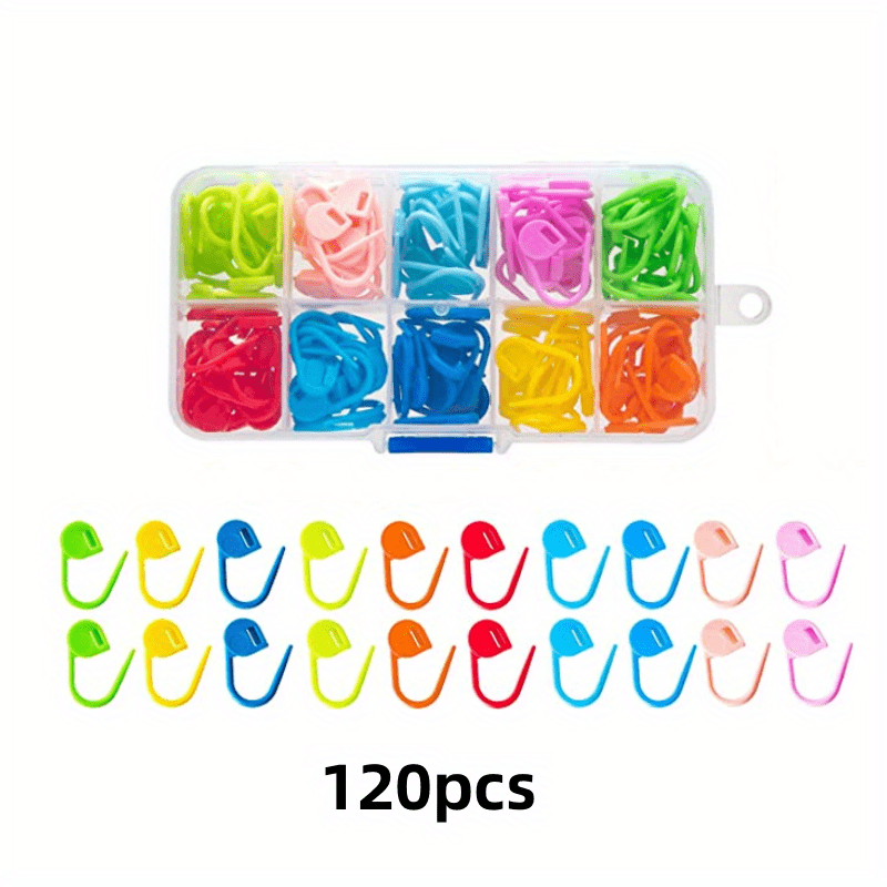 120pcs Stitch Marking 10 Colors Crochet Mark in 10 Plastic Boxes