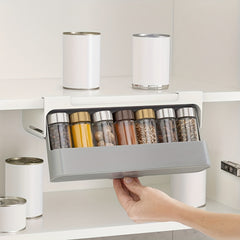 Under Shelf Spice Organizer With 6 Spice Jars Set Cabinet Spice Organizer