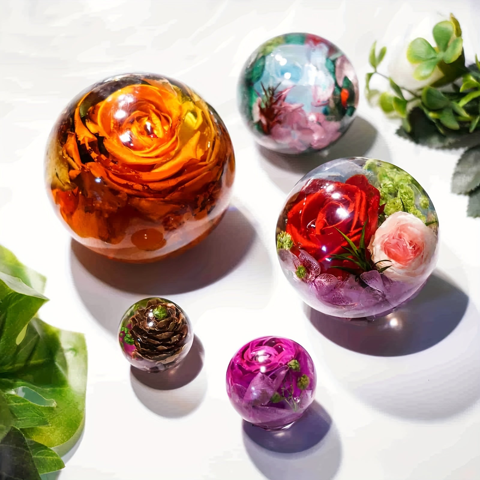 3PCS Round Ball Silicone Resin Mold for Flower Preservation
