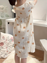 Toddler Girls Ruffle Sleeve Pajamas Robe Bear Graphic Nightdress