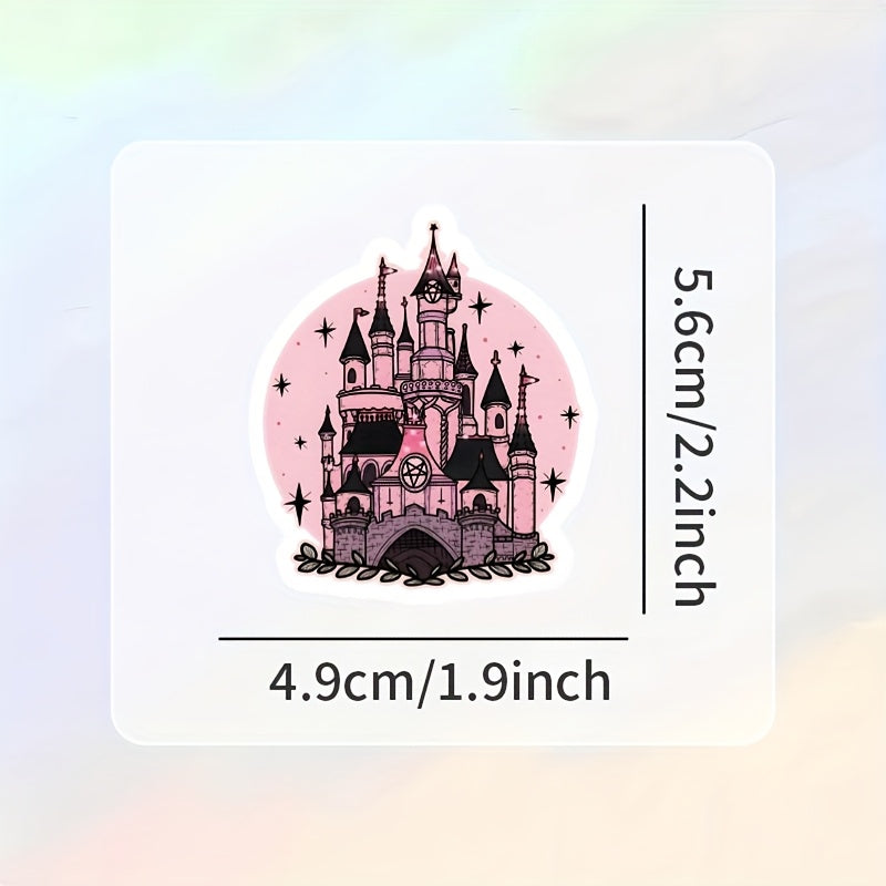 52pcs Pink Girl Cartoon Stickers Fantasy Theme Semi Matte Finish