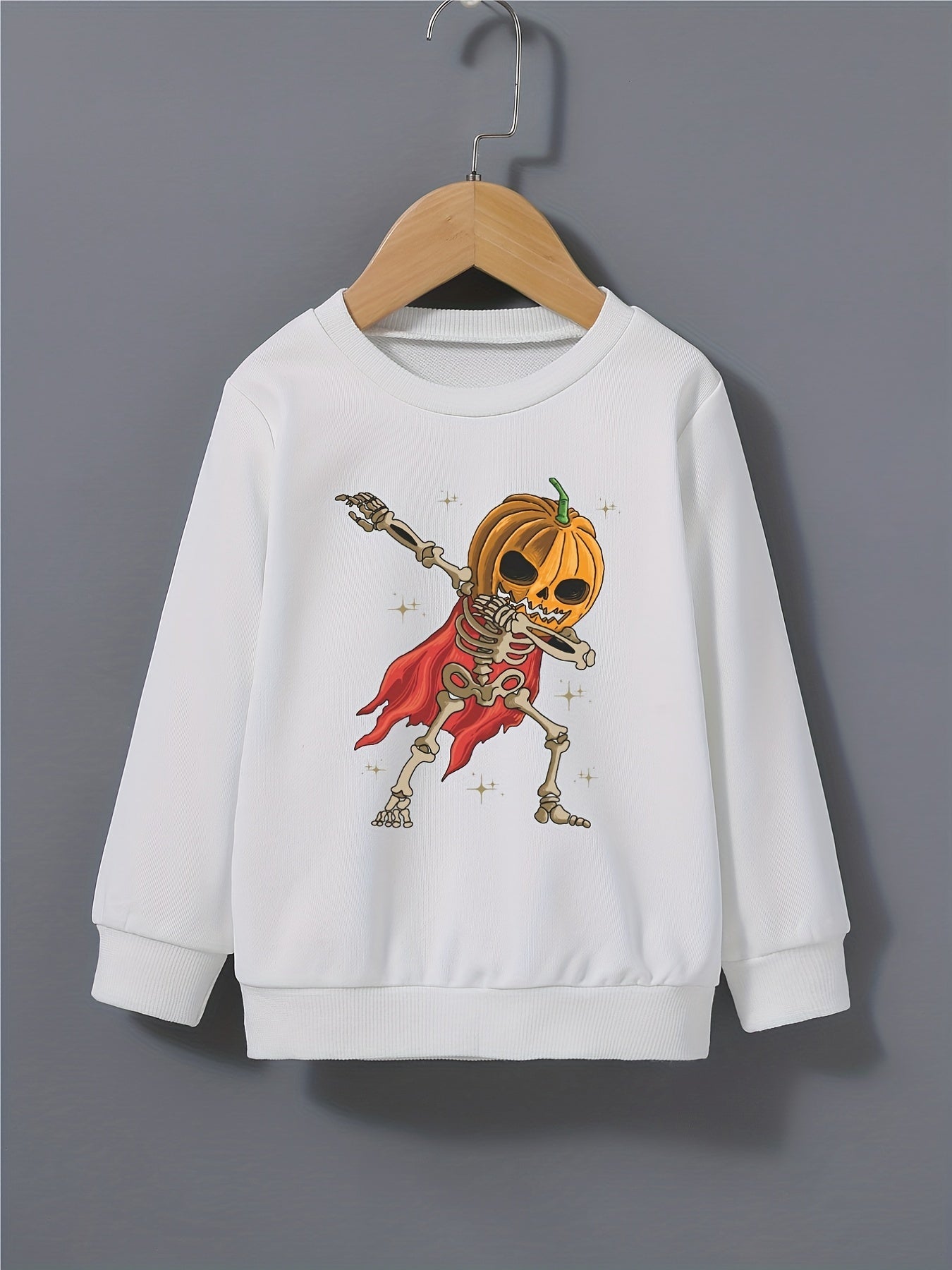 Kid's Pumpkin Skeleton Hero Pattern Sweatshirt Long Sleeve Top