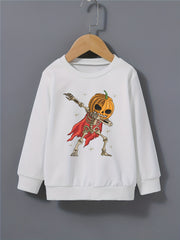 Kid's Pumpkin Skeleton Hero Pattern Sweatshirt Long Sleeve Top