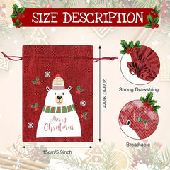 4pcs Burlap Christmas Bags 15 24 X 20 32 Cm Classic Style