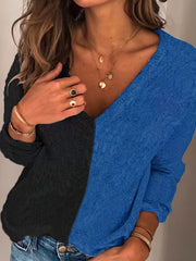 V Neck Pullover Sweater Long Sleeve Casual Winter Women's Clothing