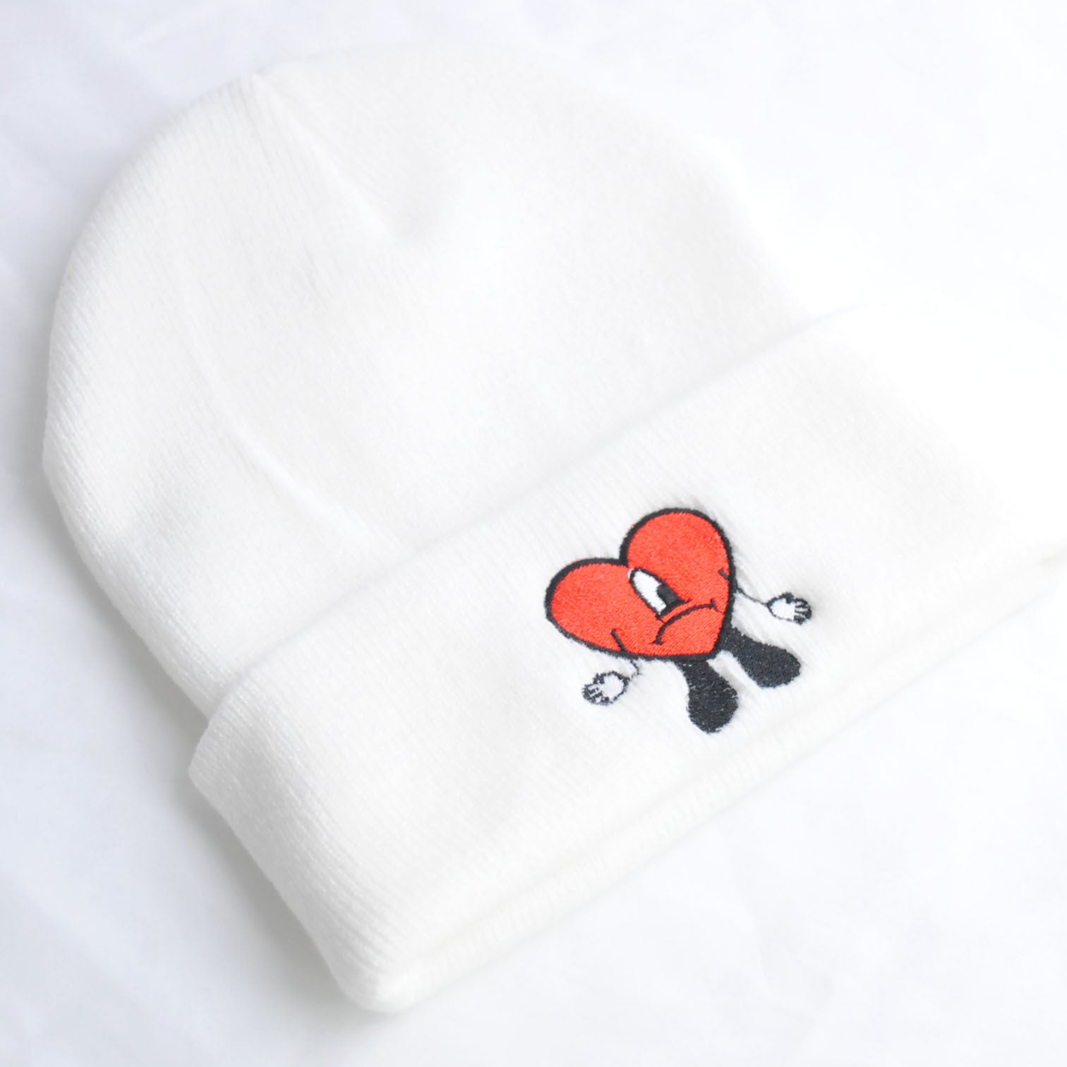 Embroidery Heart Knit Hat Bad Rabbit Cartoon Hip Hop Style Beanie Hat