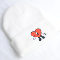 Embroidery Heart Knit Hat Bad Rabbit Cartoon Hip Hop Style Beanie Hat