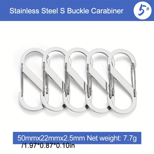 5pcs S Type Stainless Steel Carabiner Mini Keychain Hook