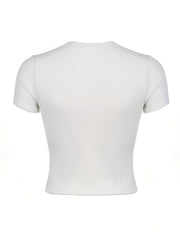 Square Neck Lace Stitching Casual Sports T-shirt