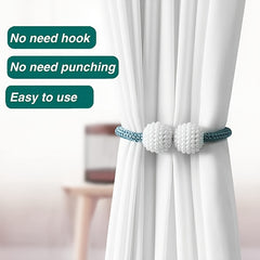 2pcs Faux Pearl Curtain Tiebacks for Blackout & Sheer Windows