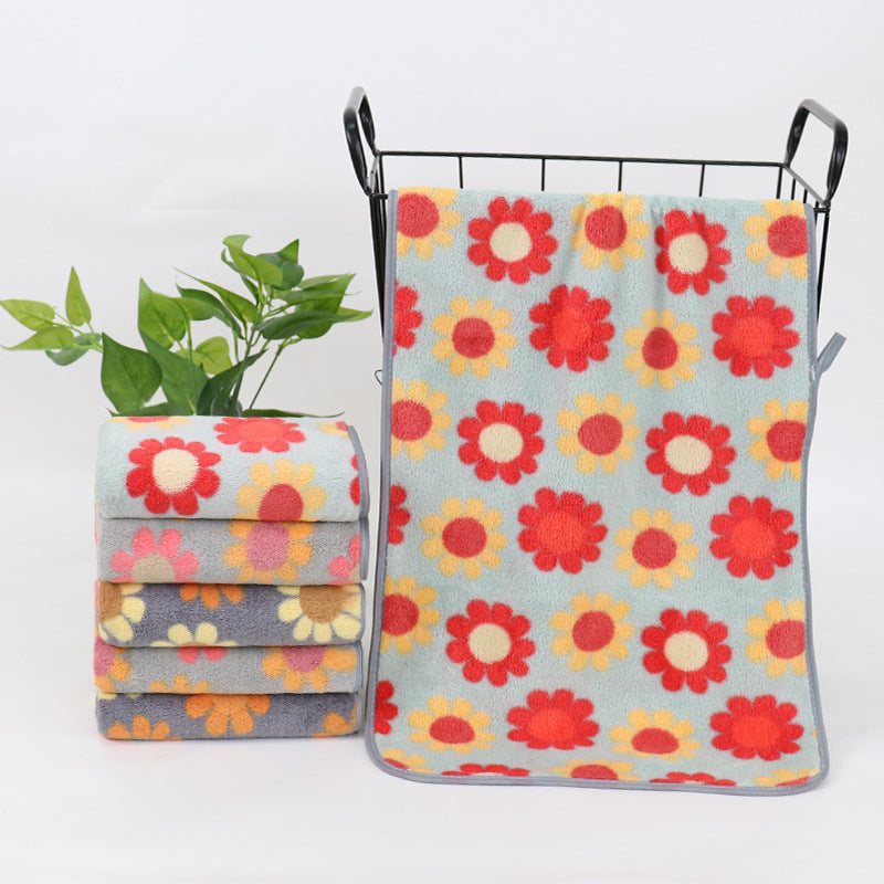 3pcs Microfiber Hand Towel Soft Face Towel Flower Pattern Face Washing Towel