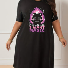 Squirrel & Letter Print Short Sleeve Nightdress