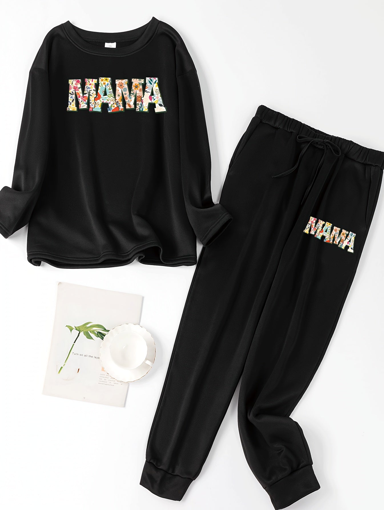 Floral Print Lounge Set Long Sleeve Top & Joggers Pajamas