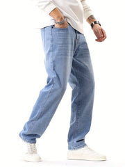 Men's Solid Denim Pants for Spring Summer