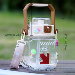 Large Capacity High Temp Resistant Water Bottle With Straw Leak proof Cup