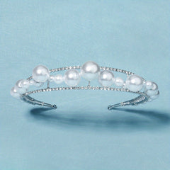 Rhinestone Headband Faux Pearl Beads Crown Hair Accessories