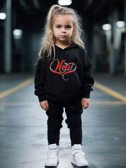 Heart Graphic Hooded Pullover Pants Set for Girls Boys
