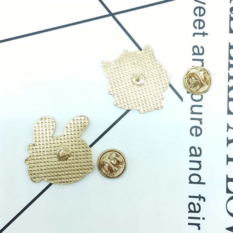 Cartoon Pink Bow Decor Cat Rabbit Brooch for Girls