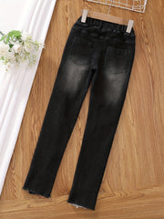 Girls Ultra Skinny Stretchy Jeans Teens Ripped Trousers