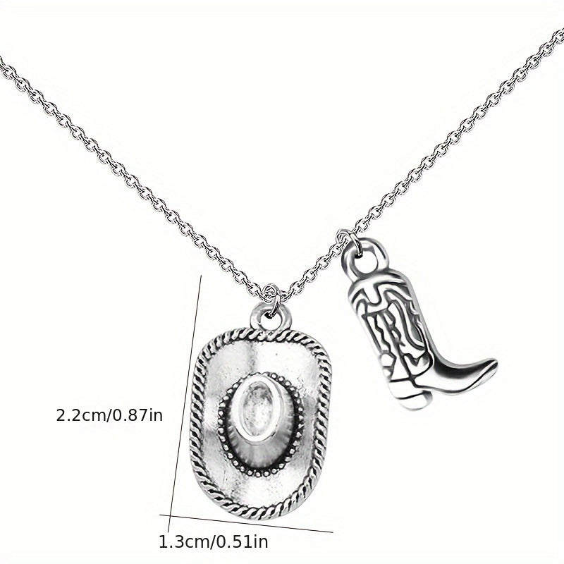 Denim Cowboy Hat Boots Retro Farm Necklace Party Jewelry Gift