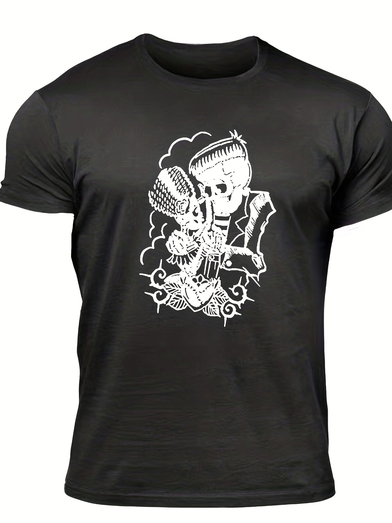 Men's Vintage Skeleton Graphic T shirt Casual Comfy Crew Neck Tee