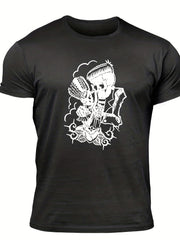 Men's Vintage Skeleton Graphic T shirt Casual Comfy Crew Neck Tee