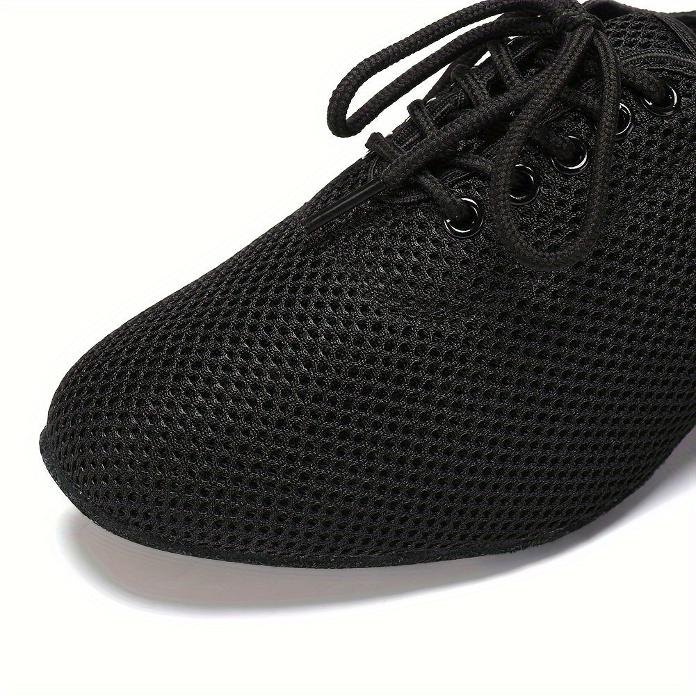 Women's Mesh Breathable Dance Shoes Chunky Heels Balloon Training Practice