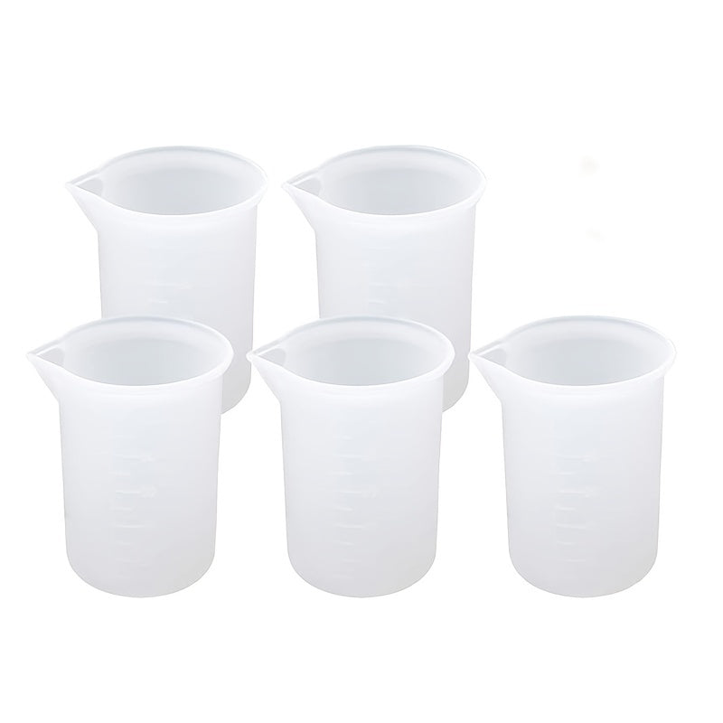 5pcs Silicone Measuring Cup Set 100ml Clear Graduated Epoxy Split Cup DIY Resin