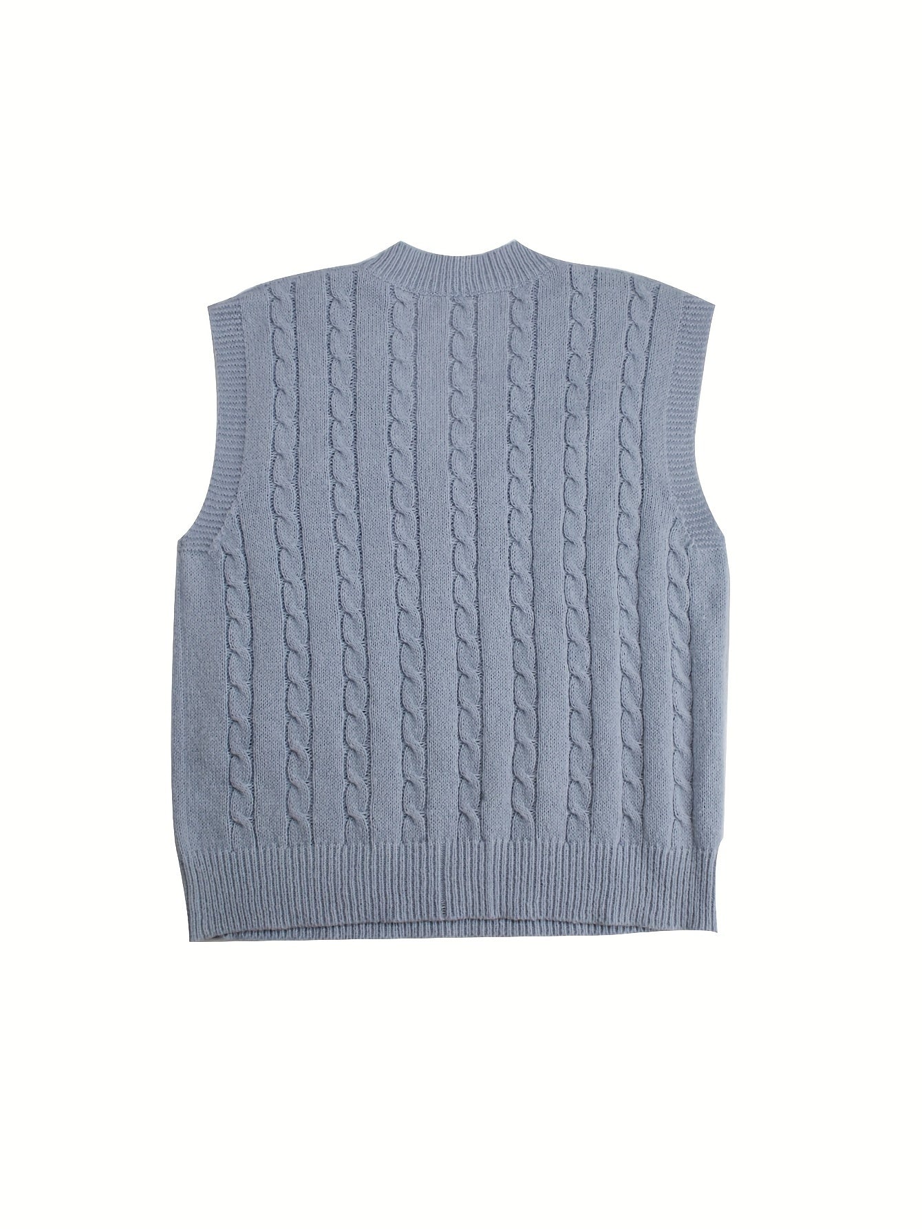 Casual Sweater Vest Women's Solid Cable V Neck Knit Vest