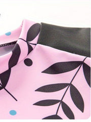 Girls Cartoon Flower T shirt & Shorts & Cap Swimsuit Set