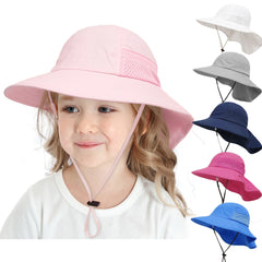 Girls Casual UV Protection Hat Wide Brim Adjustable Hat