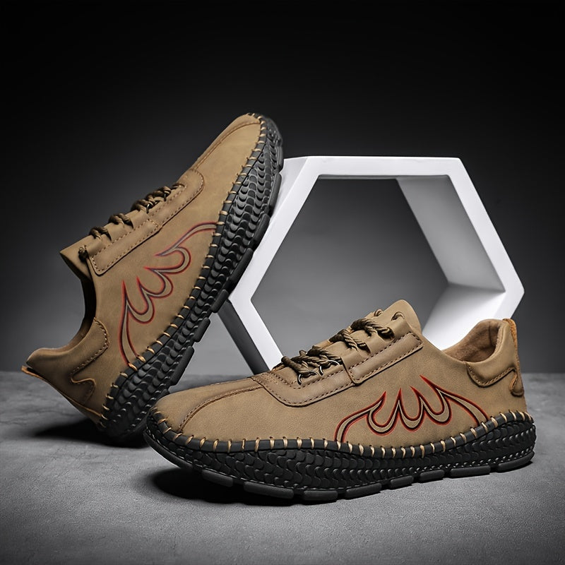 Men's Flame Pattern Hiking Shoes Outdoor Non Slip Sneakers