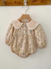 Puffy Sleeve Button Baby Girls Rompers Newborn Bodysuit