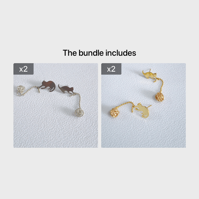 Cat Shape Pendant Stainless Steel Earrings for Kids