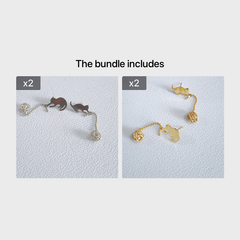 Cat Shape Pendant Stainless Steel Earrings for Kids