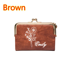 Personalized Floral Name Wallet for Women Custom Birth Month & Name