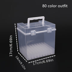 Clear Storage Box Portable Paintbrush Marker Pen Holder Stationery Organizer