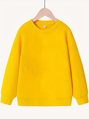 Boys Solid Pullover Sweatshirt Long Sleeve Crew Neck