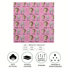Personalized Heart Pattern Square Scarf with Photo Upload